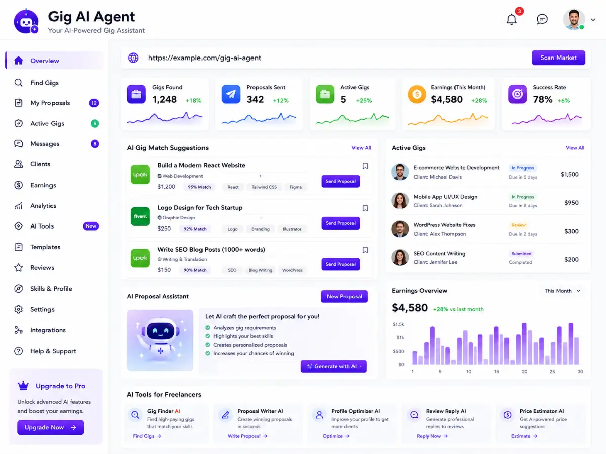 aigig.app AI gig agent app — dashboard preview